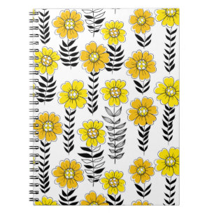 Cuaderno Daisy doodles en amarillo y negro