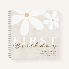Cuaderno Daisy First Birthday Tema Fiesta Guest Book