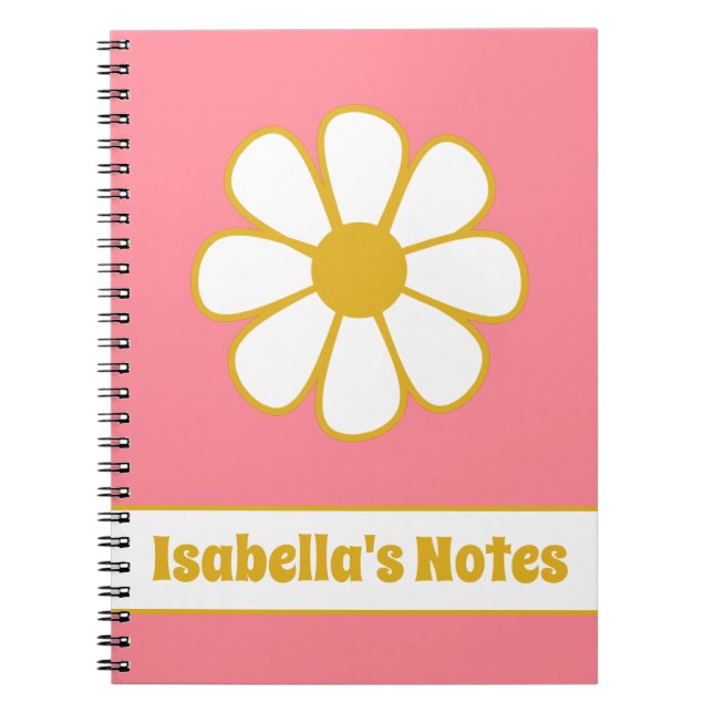 Cuaderno Daisy Floral Cuta Retro Único Notebo Personalizado (Frente)