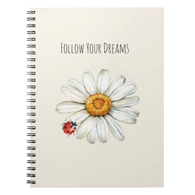 Cuaderno Daisy Flower Red Black Ladybug (Frente)