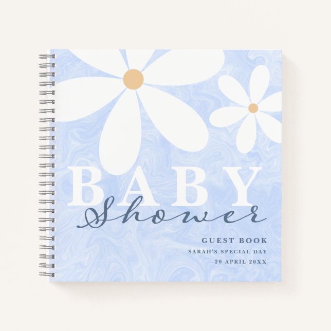 Cuaderno Daisy Garden Baby Shower Dusty Blue Guest Book (Anverso)
