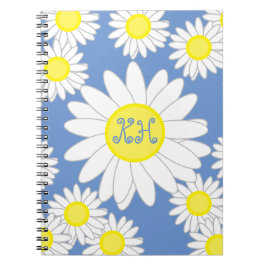Cuaderno Daisy Monograma azul blanco y amarillo