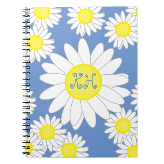 Cuaderno Daisy Monograma azul blanco y amarillo (Frente)