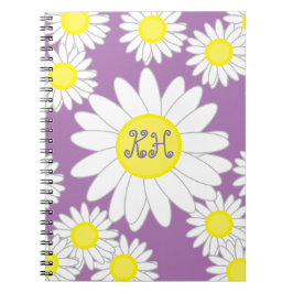 Cuaderno Daisy Monograma morado blanco y amarillo