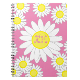 Cuaderno Daisy Monograma rosa blanco y amarillo