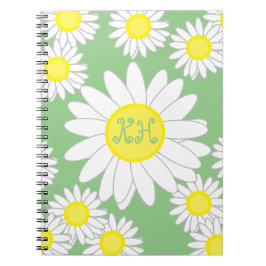 Cuaderno Daisy Monograma verde blanco y amarillo
