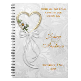 Cuaderno Daisy Romántica, Corazón de Oro y Cinta Blanca