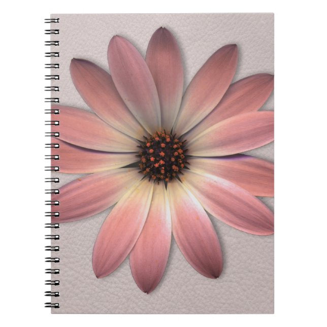 Cuaderno Daisy rosa - Fondo de imagen de textura de cuero d (Frente)