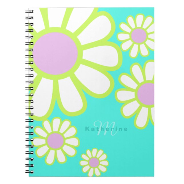 Cuaderno Daisy Simple Monograma Aqua (Frente)
