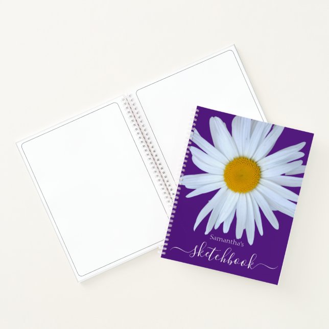 Cuaderno Daisy Sketchbook Purple White Script (Interior)