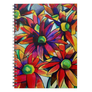 Cuaderno Daisy Straw flores silvestres multicolores arte
