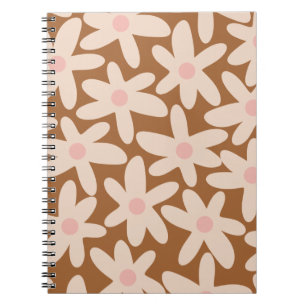 Cuaderno Daisy Time Cute Patrón Floral Marrón y Rubor