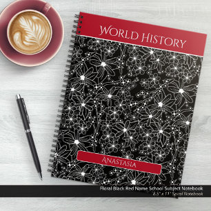 Cuaderno Daisy Wildflower Black Red Name School Asunto