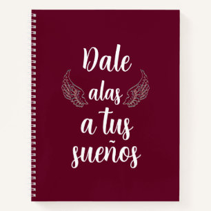 Cuaderno Dale alas a tus sueños Bullet journal rojo borgoña