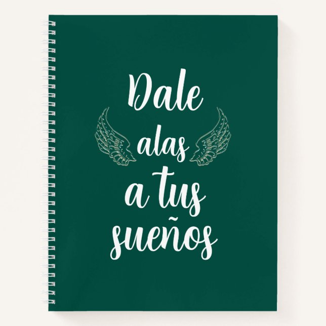 Cuaderno Dale alas a tus sueños Bullet journal verde bosque (Anverso)