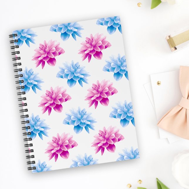 Cuaderno Dalia Rosa, Dalia Azul, Patrón Floral, Flores (Subido por el creador)