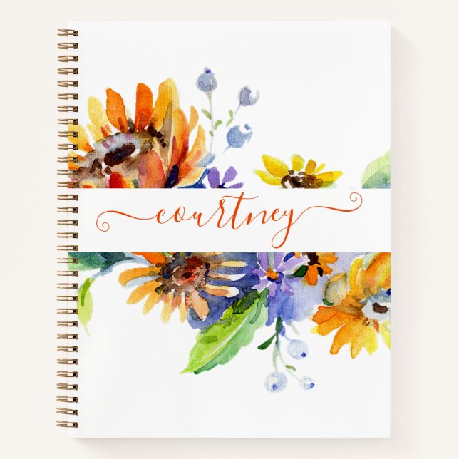 Cuaderno Dalias en acuarela personalizadas (Anverso)