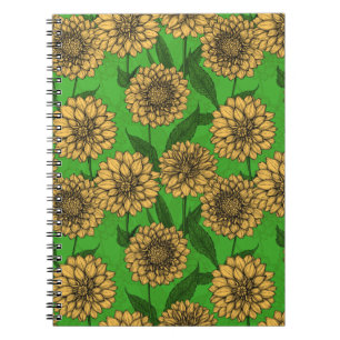 Cuaderno Dalias en amarillo y verde