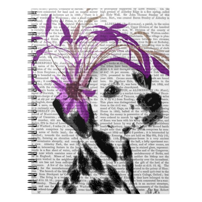 Cuaderno Dalmatiano Con Fascinador Morado (Frente)
