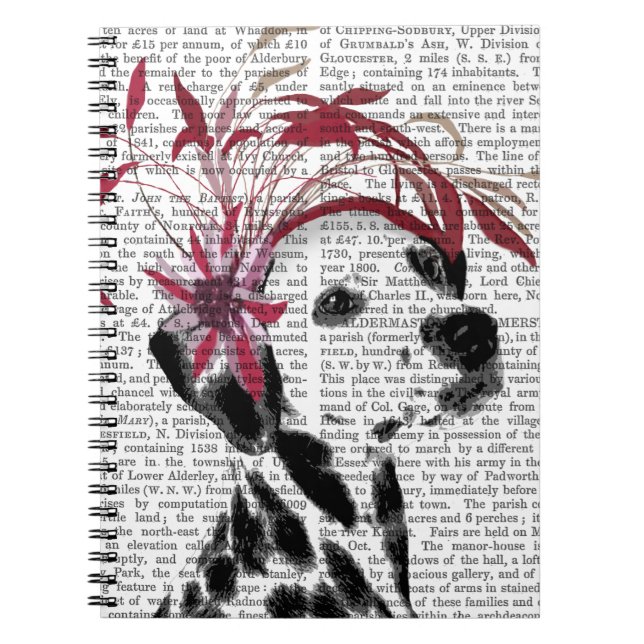 Cuaderno Dalmatiano Con Fascinador Rojo (Frente)