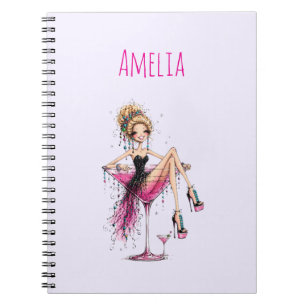 Cuaderno Dama Coqueta y Linda en una Copa de Martini