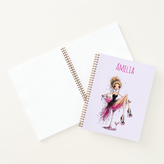 Cuaderno Dama Coqueta y Linda en una Copa de Martini (Interior)