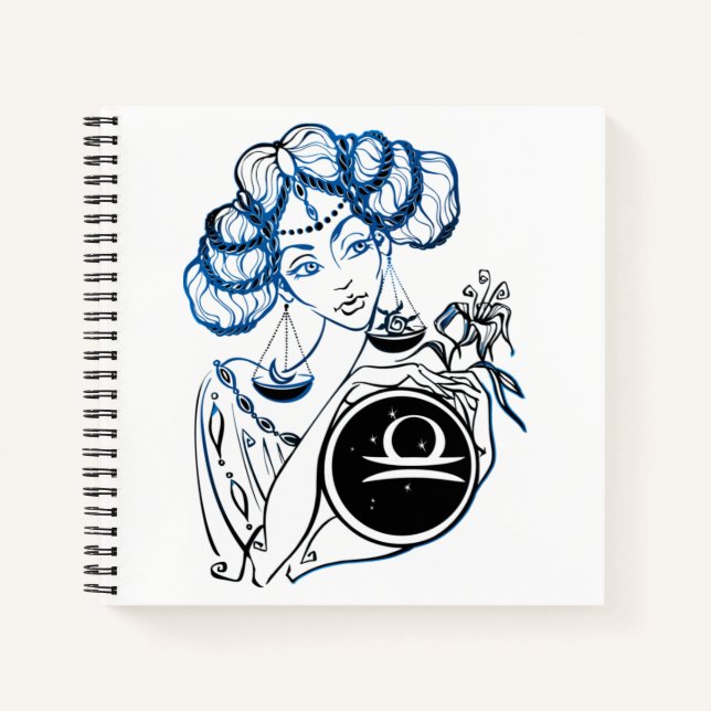 Cuaderno Dama de Arte Deco de Libra Personalizada (Anverso)