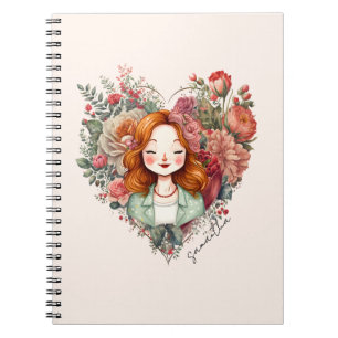 Cuaderno Dama de Bonito floral personalizada