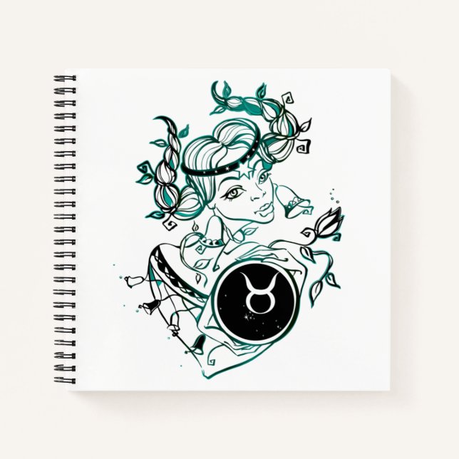 Cuaderno Dama de estilo Art Deco de Taurus personalizada (Anverso)