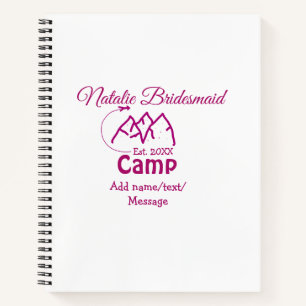 Cuaderno Dama de honor rosa campamento agregar nombre fecha