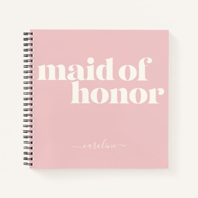 Cuaderno Dama de honor simple minimalista moderna rosa (Anverso)