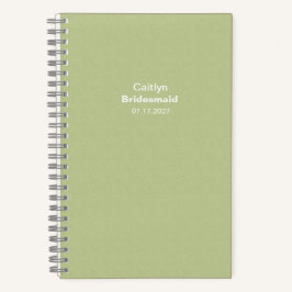 Cuaderno Dama de honor Texturado Verde Hierba Tipográfico
