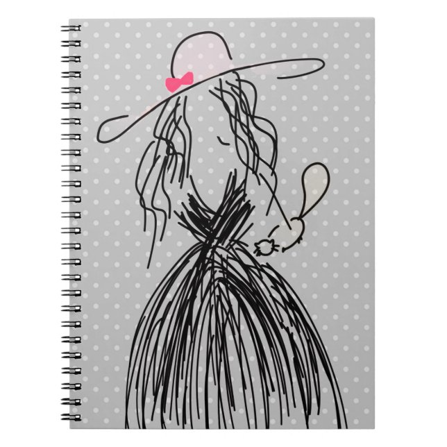 Cuaderno Dama de la moda con puntos de polka (Frente)