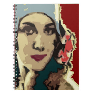 Cuaderno Dama de los años 20 con sombrero azul Pop Art