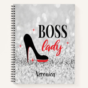 Cuaderno Dama del jefe del Stiletto Heel Rojo Personalizado