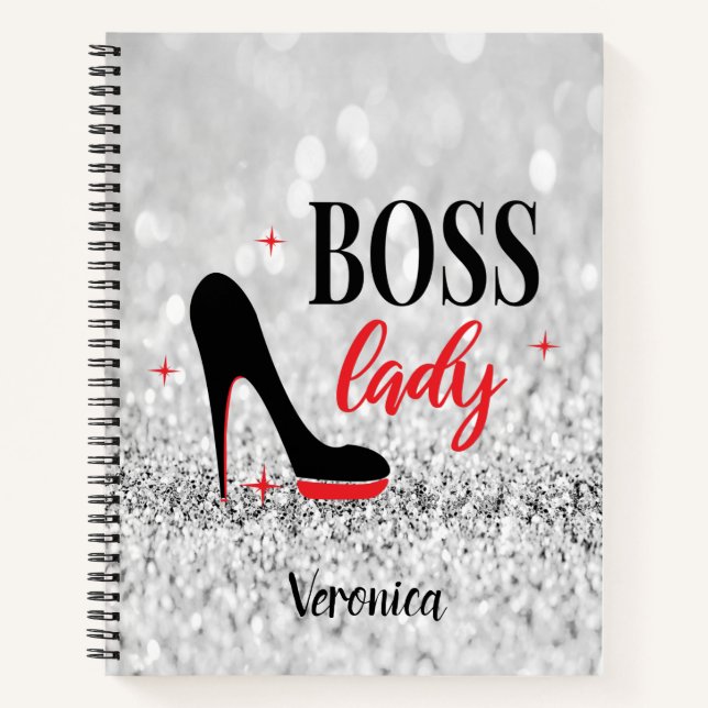 Cuaderno Dama del jefe del Stiletto Heel Rojo Personalizado (Anverso)