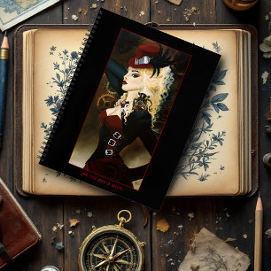 Cuaderno Dama Elegante Relojería Roja Steampunk Victoriana