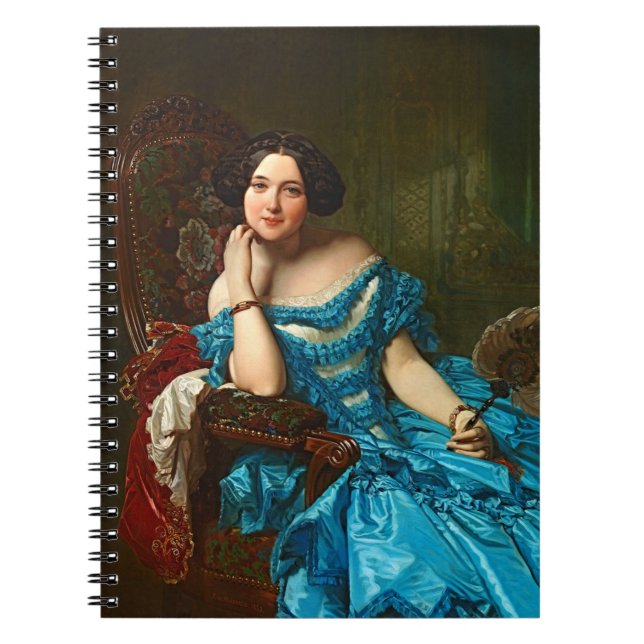 Cuaderno Dama Elegante Vintage Con Vestido Verde Azul (Frente)