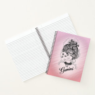 Cuaderno Dama enmascarada símbolo y signo zodiacal rosa de 