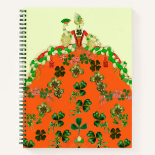 Cuaderno DAMA NARANJA, SHAMROCKS ART DECO St Patricks Day