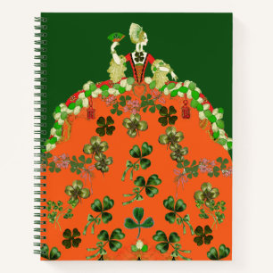 Cuaderno DAMA NARANJA, TRÉBOLES Día de San Patricio Verde