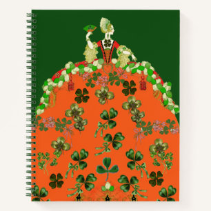 Cuaderno DAMA NARANJA Y SHAMROCKS St Patricks Day Green