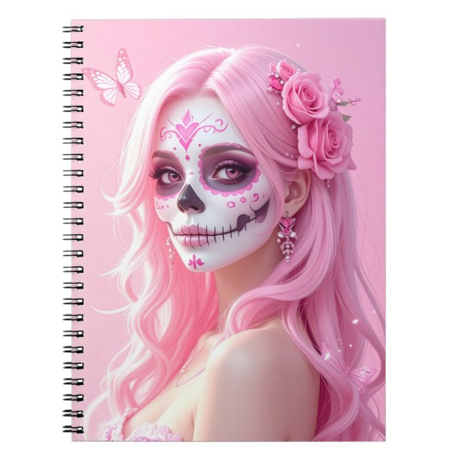 Cuaderno Dama Rosa Calavera de Azúcar (Frente)