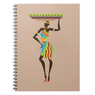 Cuaderno Dama Tribal Africana con arte tribal de cuna
