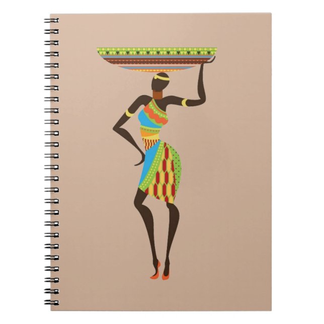 Cuaderno Dama Tribal Africana con arte tribal de cuna (Frente)