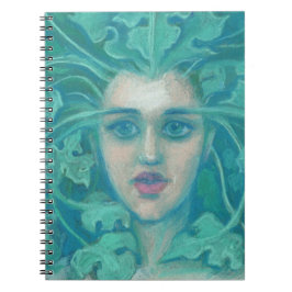 Cuaderno Dama Verde / Reina Forestal, arte de fantasía