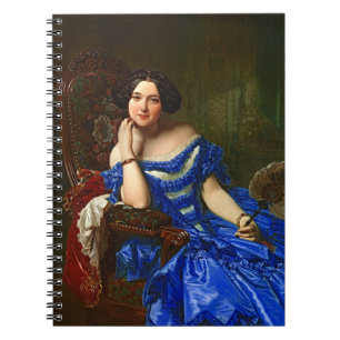 Cuaderno Dama Vintage Elegante Con Vestido Azul