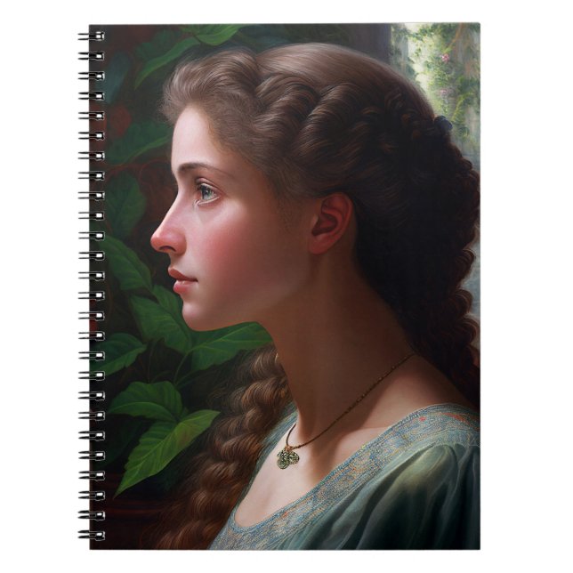 Cuaderno Dama Vintage En Flores Rojas Verdes (Frente)