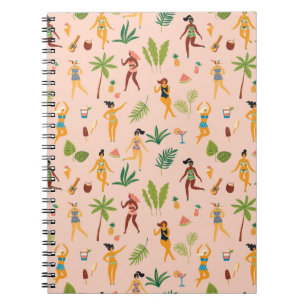 Cuaderno Damas bailarinas, patrón de hojas de palma.