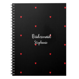 Cuaderno Damas de Honor Regalo de Boda Corazón Rojo Patrone
